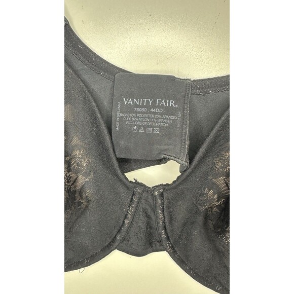 VANITY FAIR 76080 Beauty Back Smoothing Minimizer Underwire 44DD Black Bra - Picture 3 of 4
